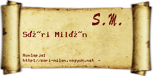 Sári Milán névjegykártya