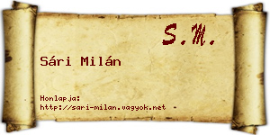 Sári Milán névjegykártya
